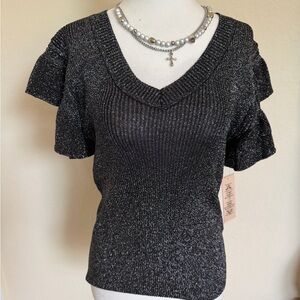 NWT Nanette Lepore Black Shimmer Top size medium